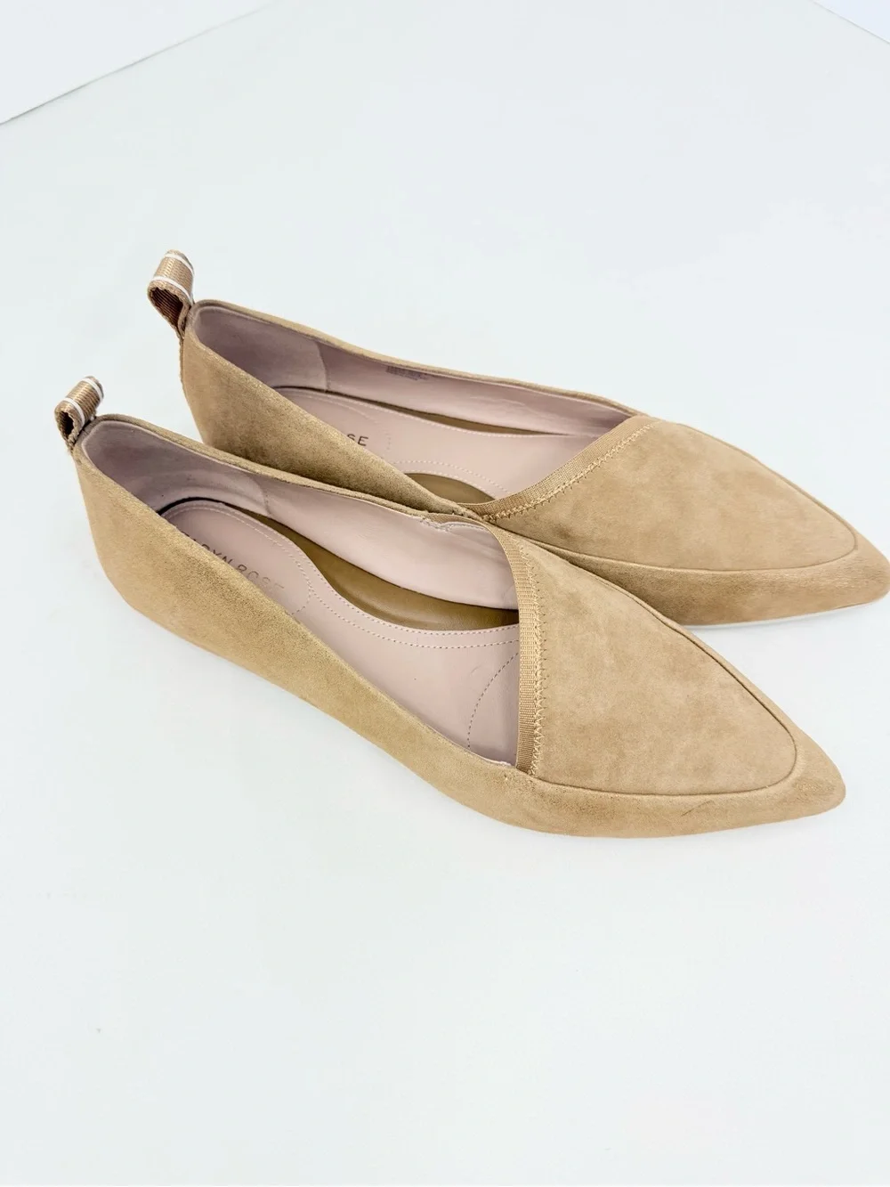 Taryn Rose FELICITY Brown Glitter Suede Pointed Toe D'Orsay Slip On Ballet Flats